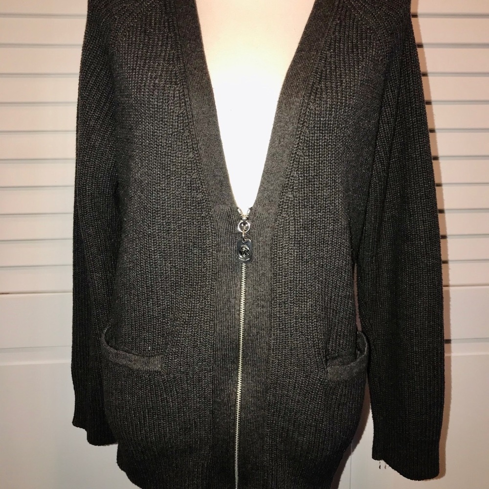 Michael Kors dark gray zip up sweater
